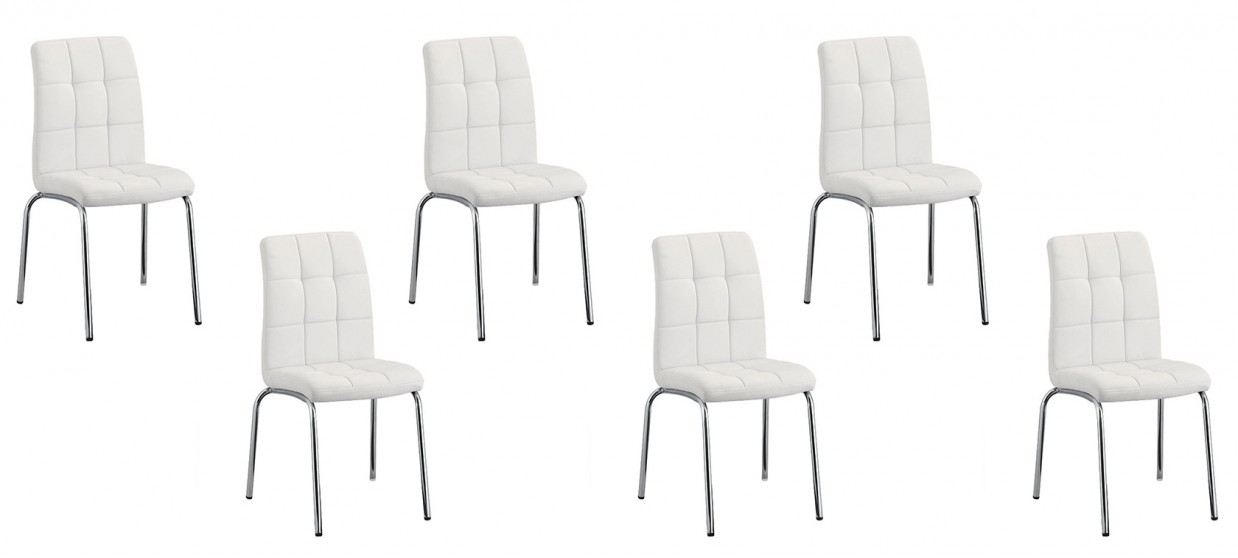 Lot de 6 chaises salle à manger blanches - Nursia