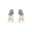 Lot de 2 tabourets de bar scandinave gris - Gotteborg