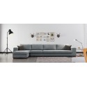 Ensemble canapé d'angle gauche et fauteuil en tissu gris - Opéra