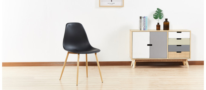 Lot de 4 chaises scandinaves noires - Ela