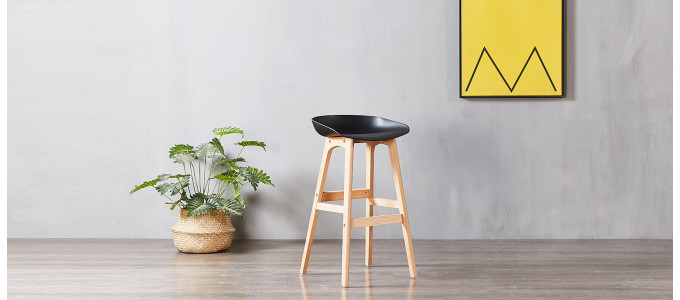Lot de 2 tabourets de bar scandinaves noirs - Bera