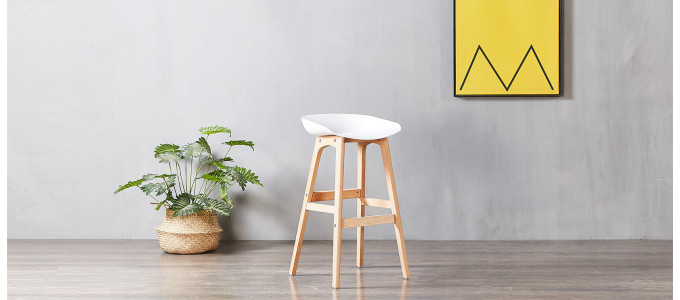 Lot de 4 tabourets de bar scandinaves blancs - Bera