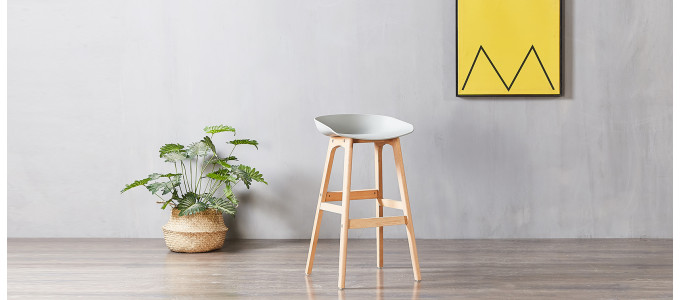 Lot de 4 tabourets de bar scandinaves gris - Bera