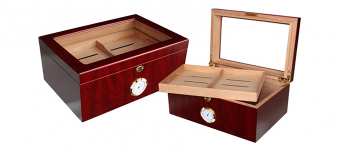 Cave &agrave; cigares vitr&eacute;e couleur &eacute;b&egrave;ne en bois - 100 cigares