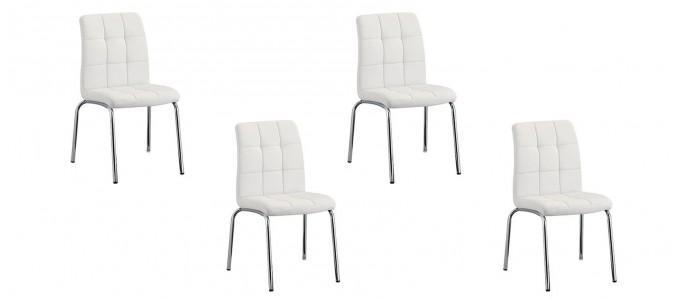 Lot de 4 chaises salle &agrave; manger blanches - Nursia