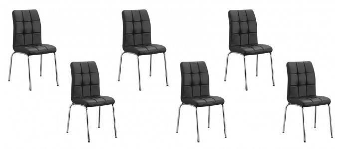Lot de 6 chaises salle &agrave; manger noires - Nursia