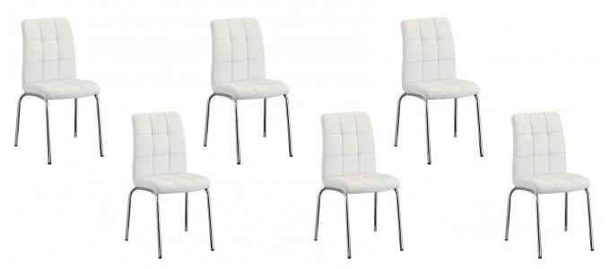 Lot de 6 chaises salle &agrave; manger blanches - Nursia