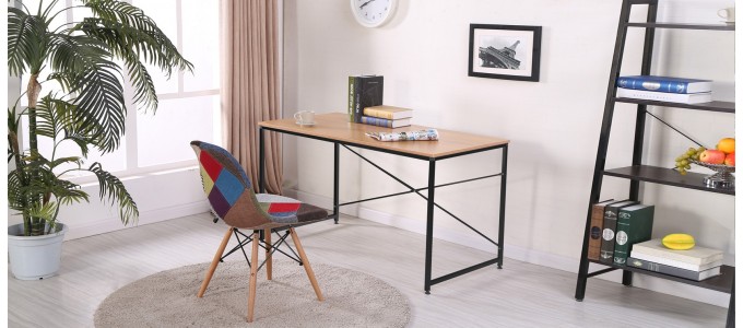 Bureau en bois r&eacute;tro m&eacute;tal noir - Tanaro