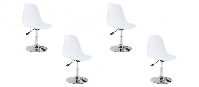 Lot de 4 chaises salle &agrave; manger blanches - Soft