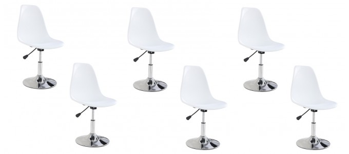 Lot de 6 chaises salle &agrave; manger blanches - Soft