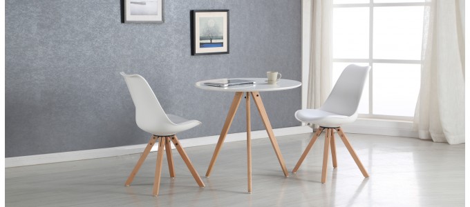 Table &agrave; manger scandinave blanche 80cm - Oslo