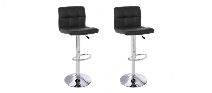 Lot de 2 tabourets de bar r&eacute;tro capitonn&eacute;s - Senna