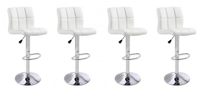 Lot de 4 tabourets de bar blancs capitonn&eacute;s - Senna
