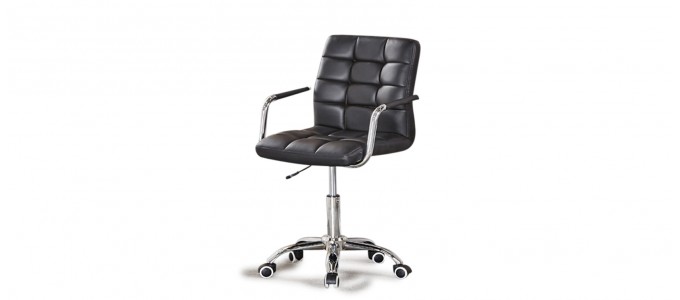 Fauteuil de bureau noir capitonn&eacute; - Vittorio