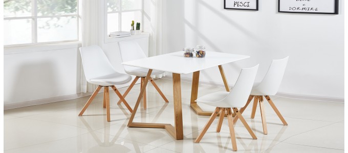Table &agrave; manger scandinave blanche 120cm - Trevi