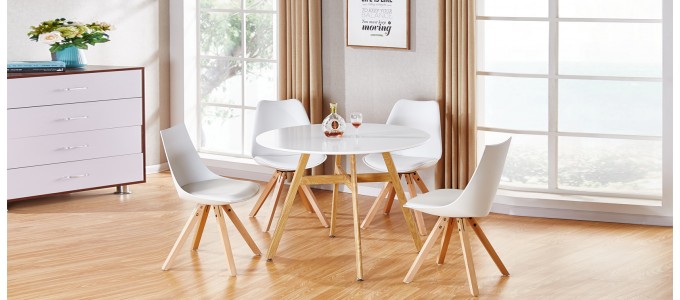 Table &agrave; manger scandinave ronde blanche 80cm - Umbria
