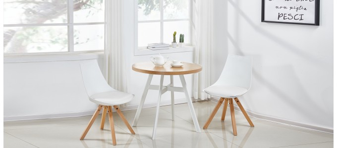 Table &agrave; manger scandinave ronde ch&ecirc;ne 80cm - Puglia