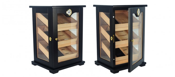 Armoire &agrave; cigares vitr&eacute;e noire - 150 cigares