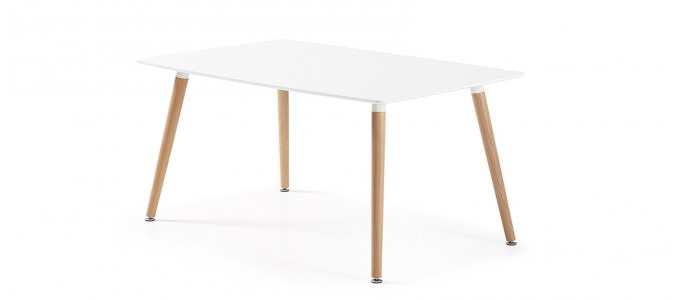 Table &agrave; manger rectangulaire design blanche 120cm - Brevik