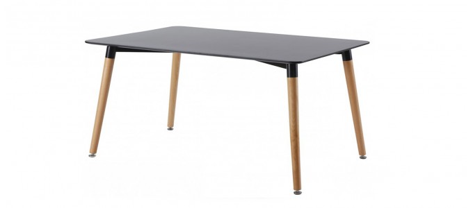 Table &agrave; manger rectangulaire design noire 120cm - Brevik
