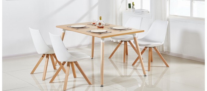 Table &agrave; manger rectangulaire scandinave ch&ecirc;ne 120cm - Brevik