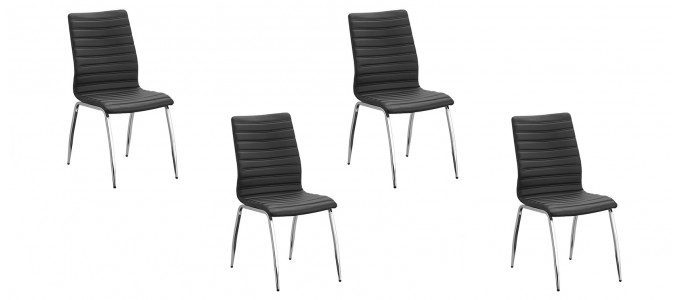 Lot de 4 chaises salle &agrave; manger noires - Londres