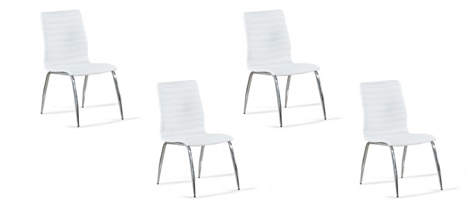 Lot de 4 chaises salle &agrave; manger blanches - Londres
