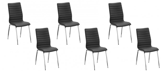 Lot de 6 chaises salle &agrave; manger noires - Londres