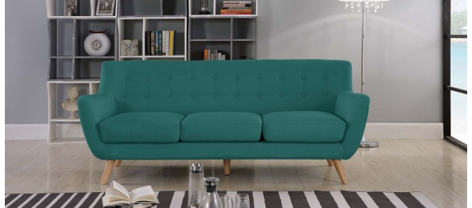 Canap&eacute; 3 places scandinave en tissu vert - Nils