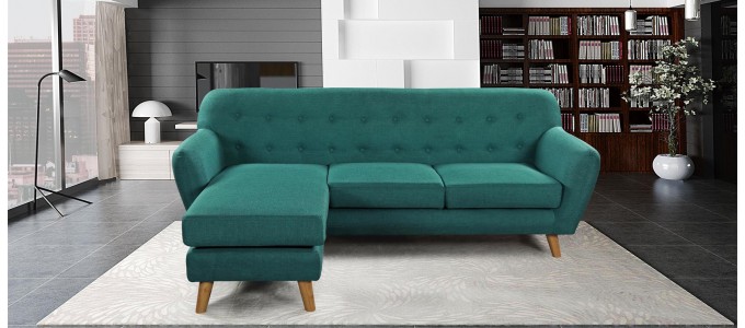 Canap&eacute; angle r&eacute;versible scandinave vert - Sven