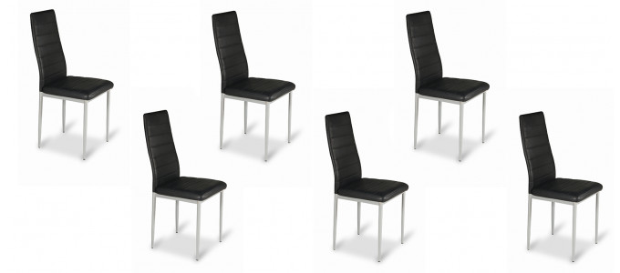 Lot de 6 chaises salle &agrave; manger noires - Lena