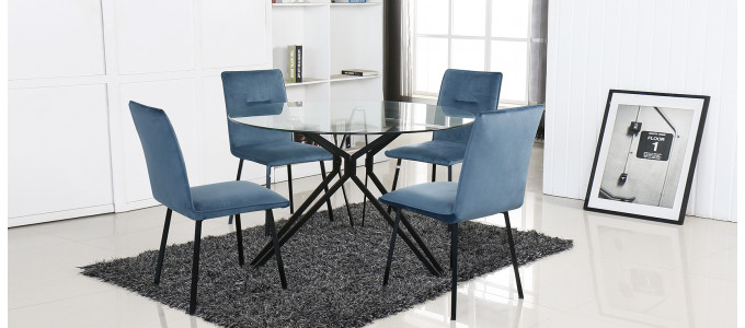 Table &agrave; manger design ronde en verre 120cm - Matera